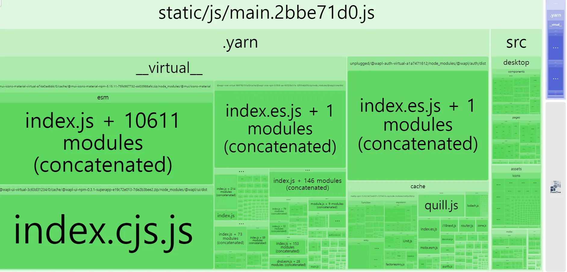 개선 전 webpack splitChunks 적용 전 번들 구조